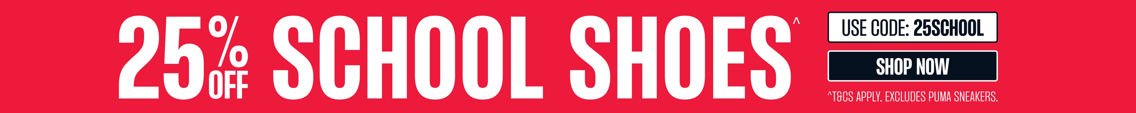 25% OFF SCHOOL SHOES